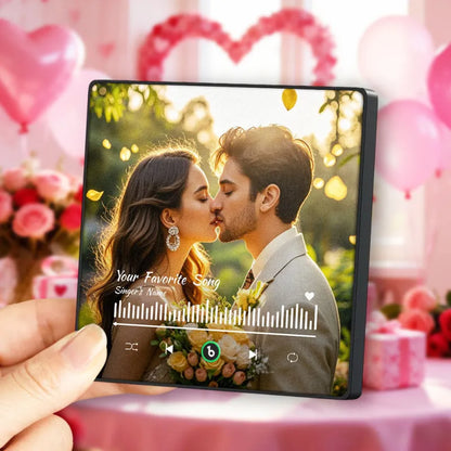 Personalizowany magnes na lodówkę z ulubioną piosenką i zdjęciem na Walentynki