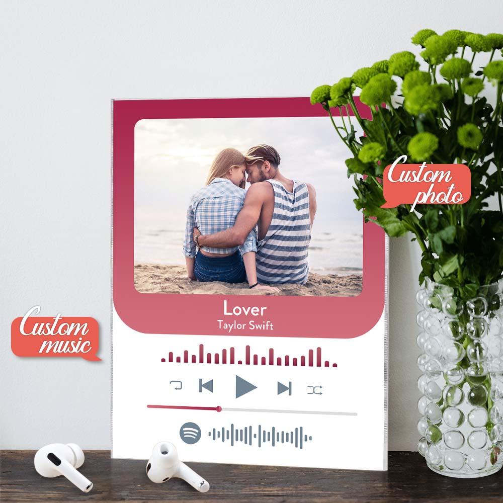 Personalizowana szklana statuetka z muzyką i zdjęciem, prezent dla niego