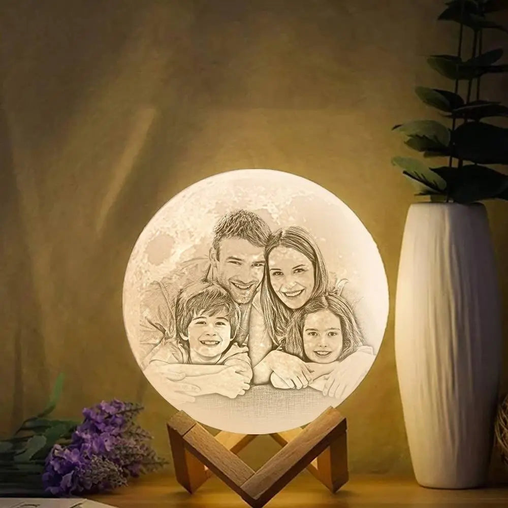 Personalizowana lampa księżycowa 3D z zdjęciem - idealny prezent na Święta