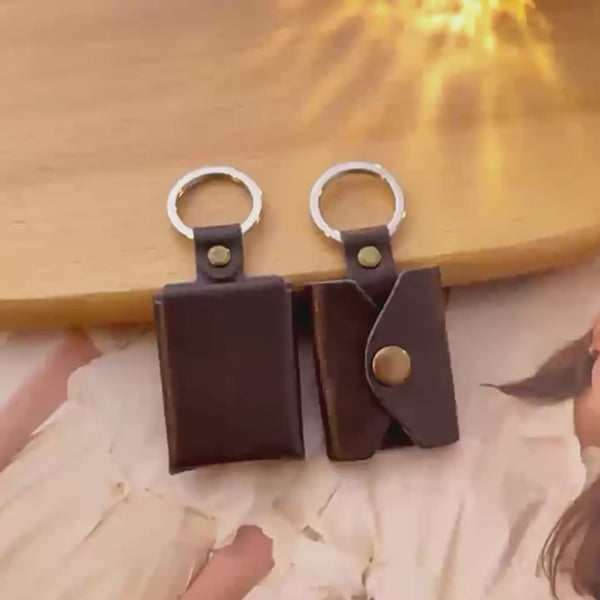 Personalizowany brelok do kluczy ze zdjęciem na Dzień Ojca, skórzany vintage