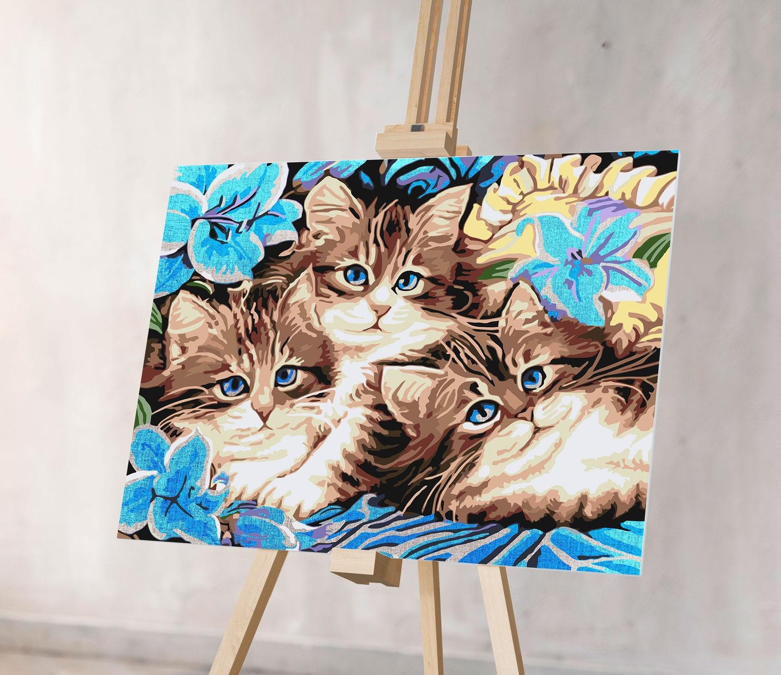 Kotki w Niebieskich Kwiatach (CH0667)