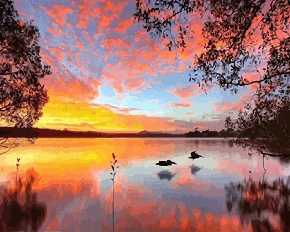 Zachód Słońca nad jeziorem