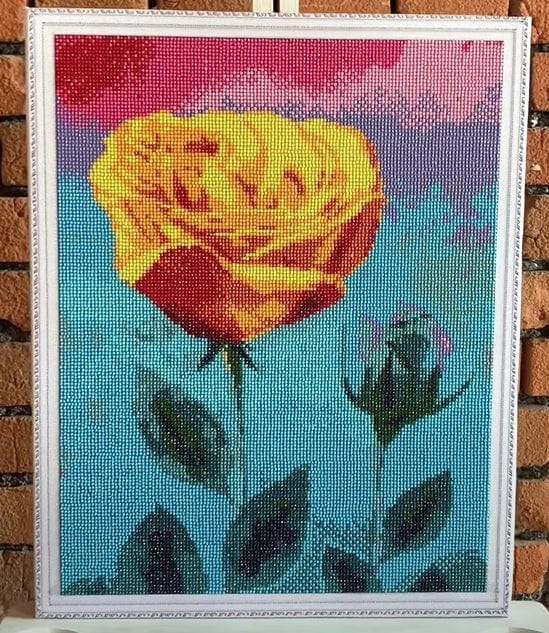 Mozaika - Żółta róża - 40x50cm Na Ramę