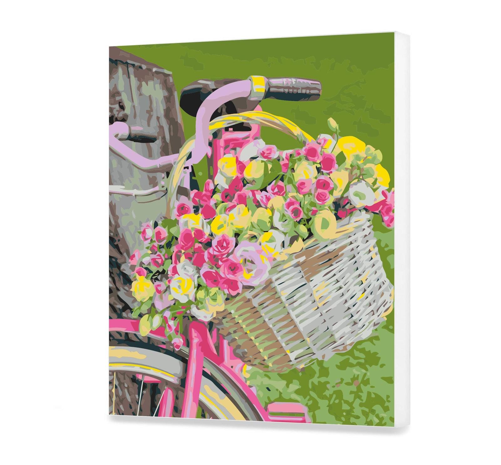 Rower i koszyk z kwiatami CH0852