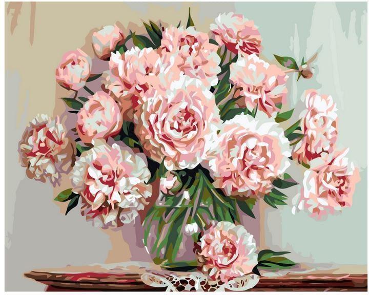 Kwiaty piwonii - Malowanie po numerach