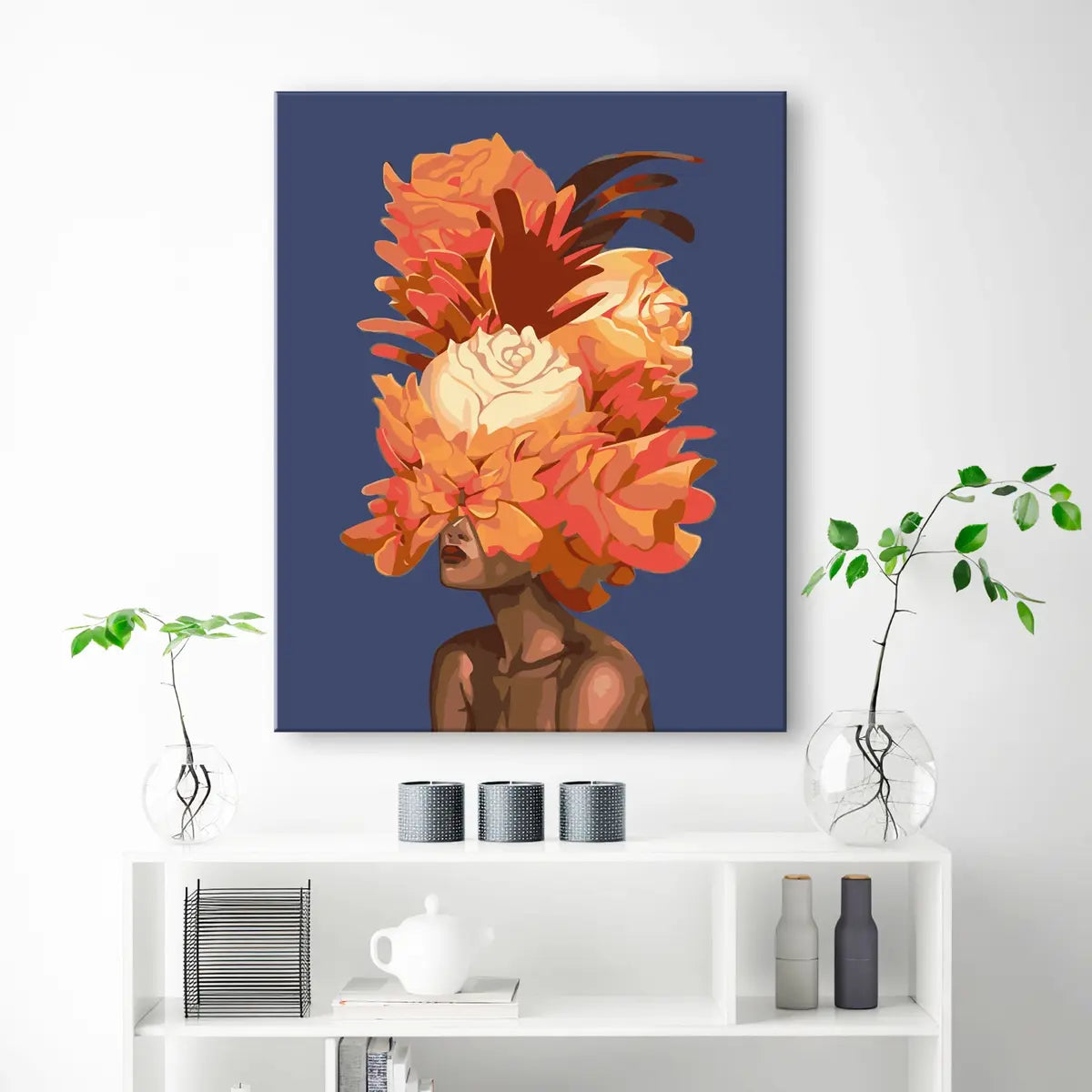 Dziewczyna z pomarańczowymi kwiatami