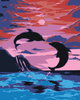 Delfiny przy Zachodzie Słońca