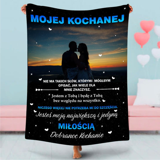 Mały 76x101cm Prezent Na Walentynki Dla Dziewczyny Koc "Mojej kochanej"