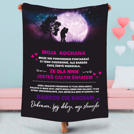 Mały 76x101cm Prezent Walentynki Koc "Moja kochana"