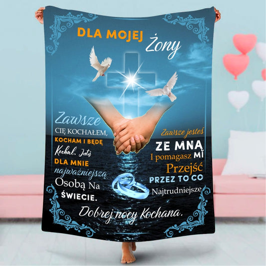 Mały 76x101cm Prezent Na Walentynki Dla Żony Koc "Dla żony"
