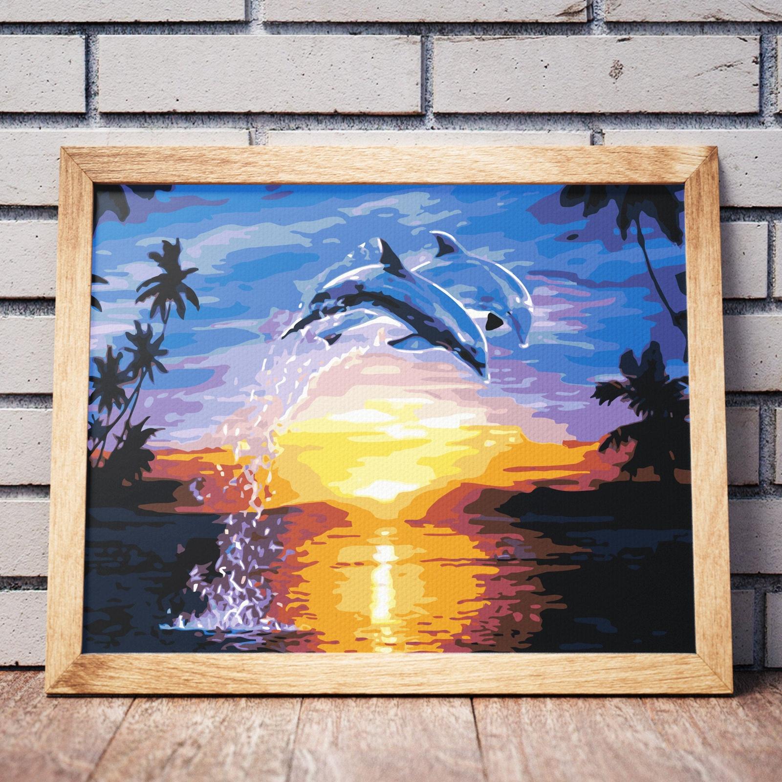 Delfiny Grają Przy Zachodzie Słońca NK0074