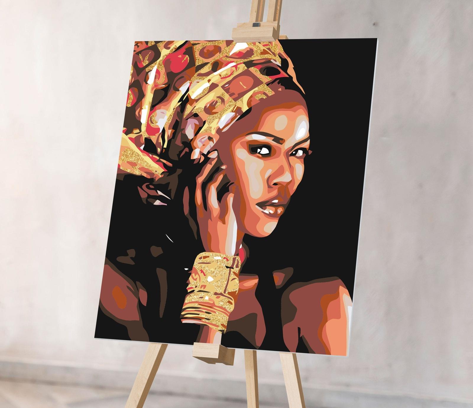 Afrykańska Kobieta Złote Motywy (SC0592)